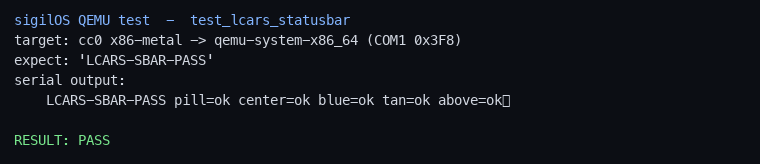 lcars_statusbar: orange pill + black status center + blue+tan indicators — LCARS-SBAR-PASS x86