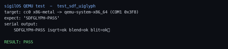 sdf_uiglyph AA path verified on x86 — blend formula + coverage clamp PASS